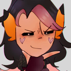 A closeup of Pink. A dude with pikachu ears, rose gold streaks and dark grey hair.